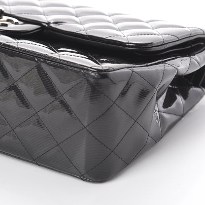 Chanel Striated Patent Quilted Jumbo Double Flap Black 6 of 9