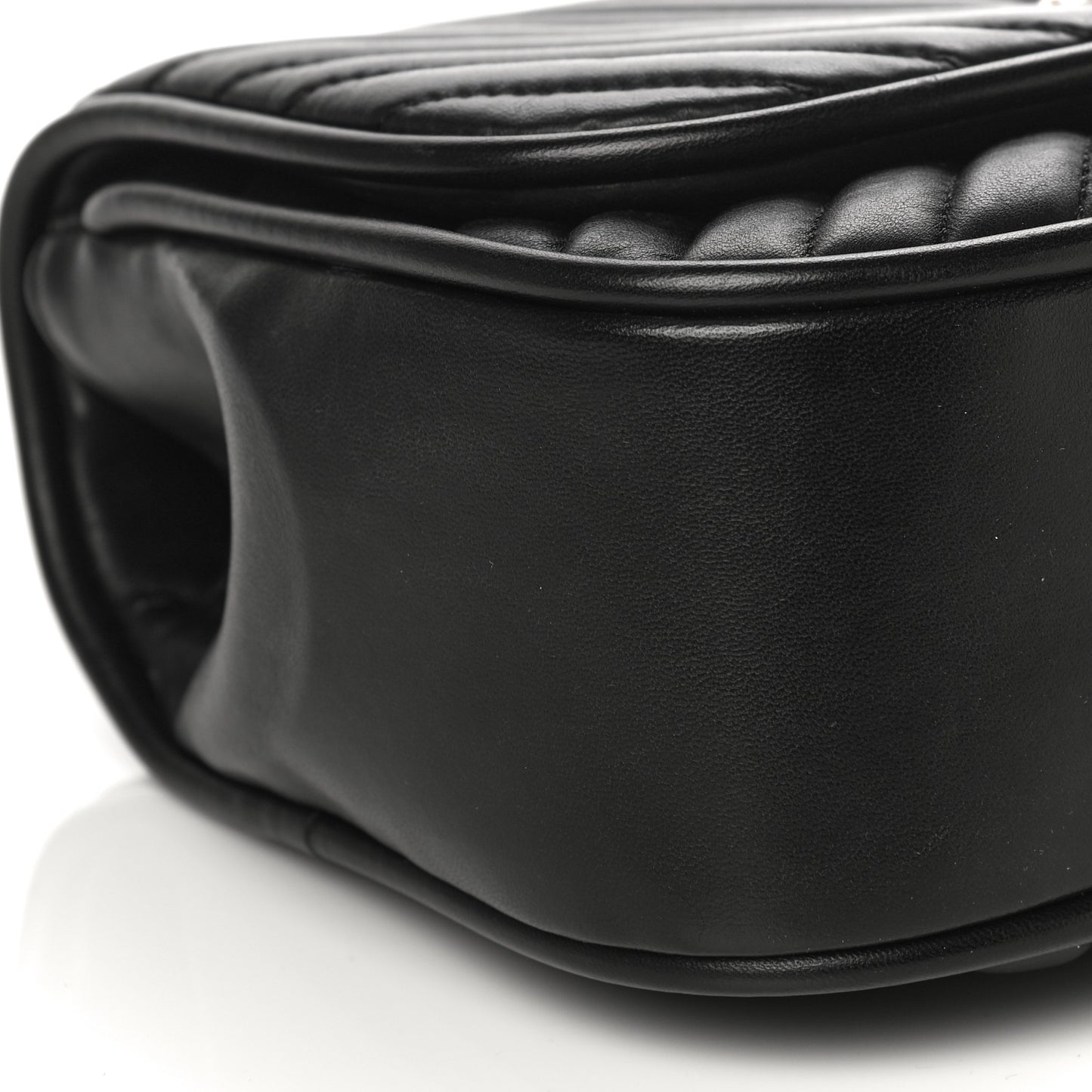 Lambskin Reverse Chevron Quilted Round Top Handle Flap Black