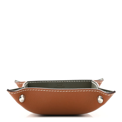 Hermes Taurillon Clemence Swift Mini Mises et Relances Change Tray Vert Veronese Fauve 3 of 6