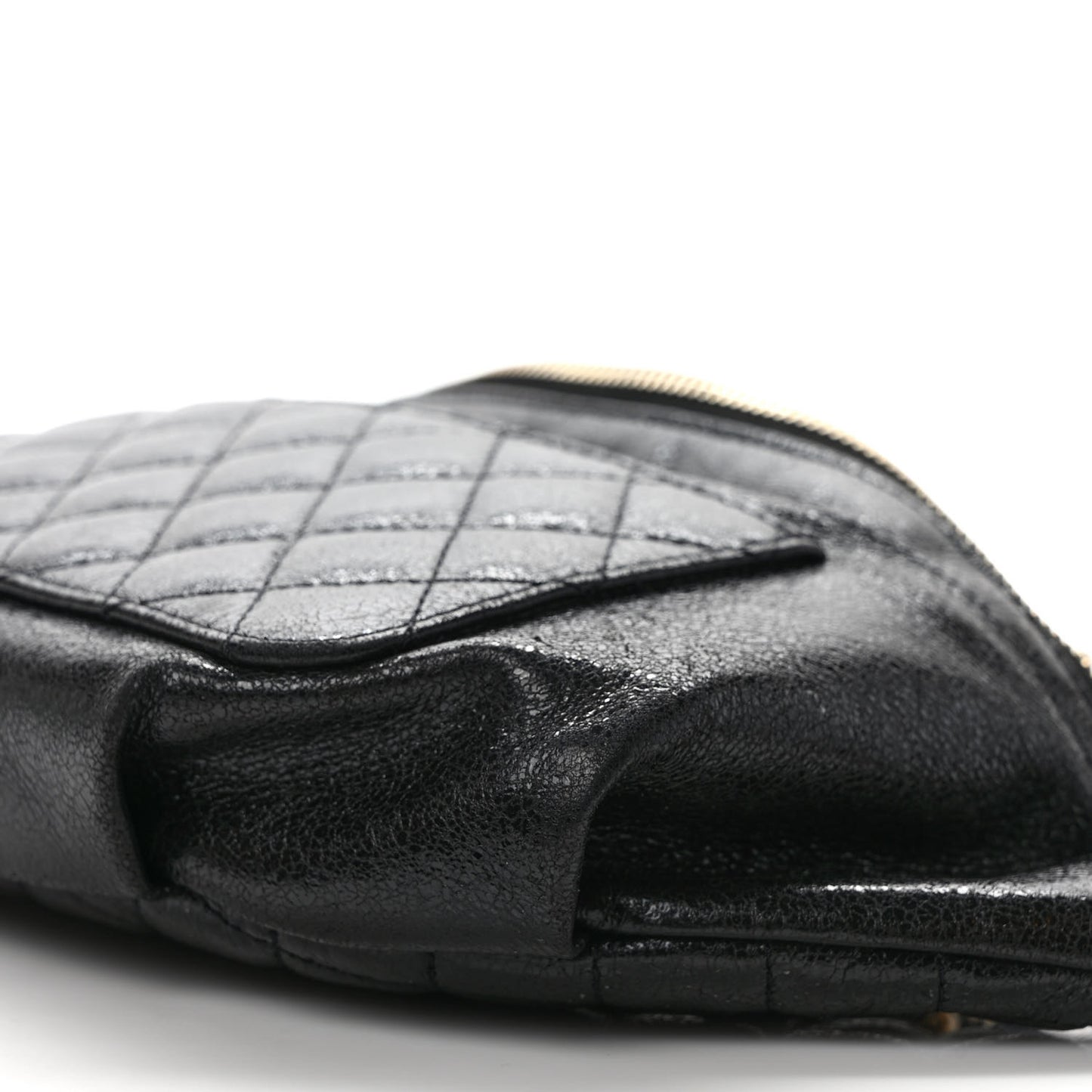 Lambskin Quilted Waist Bag Fanny Pack Black