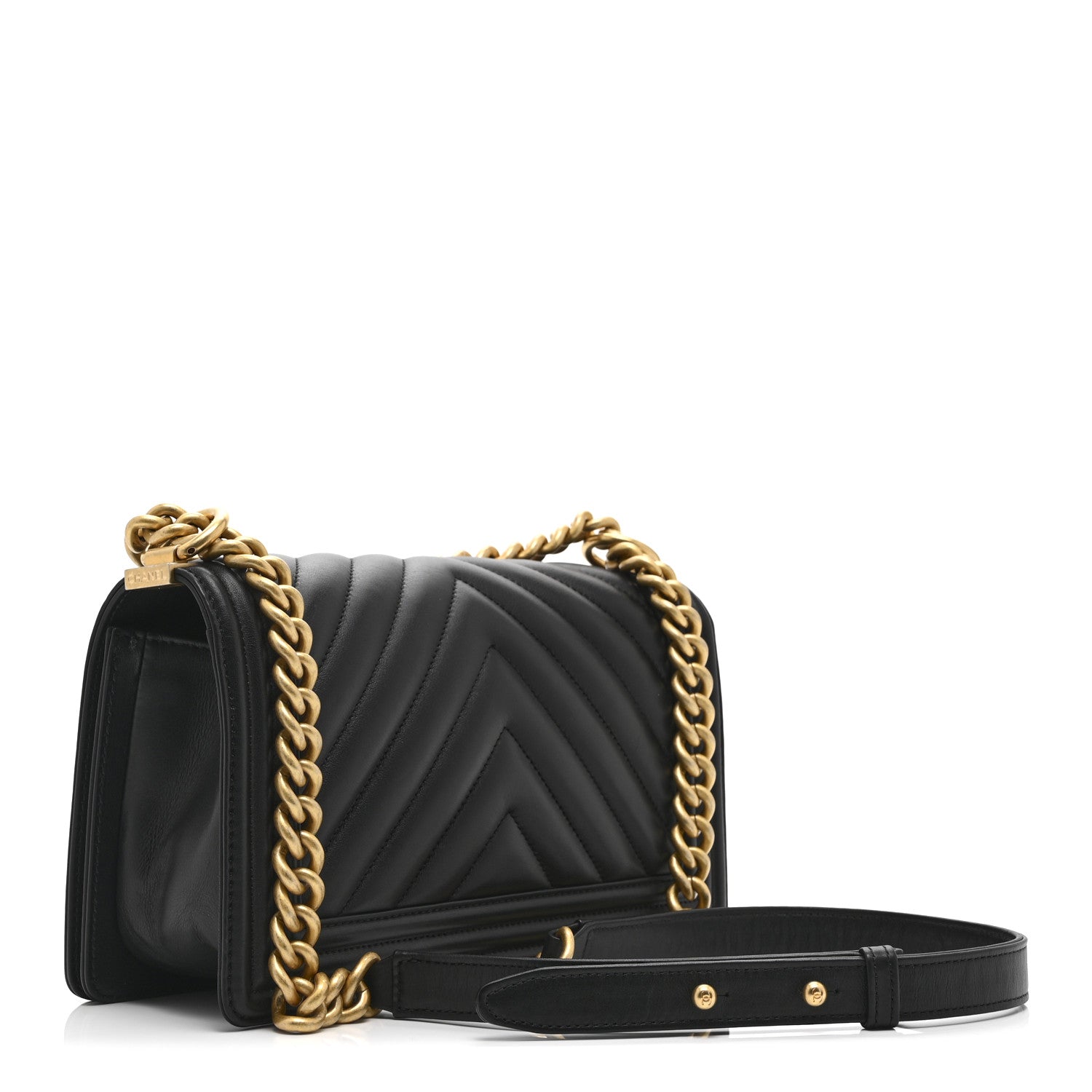 Chanel Calfskin Chevron Quilted Medium Boy Flap Black 3 of 11