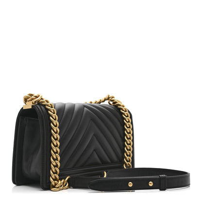 Chanel Calfskin Chevron Quilted Medium Boy Flap Black 3 of 11
