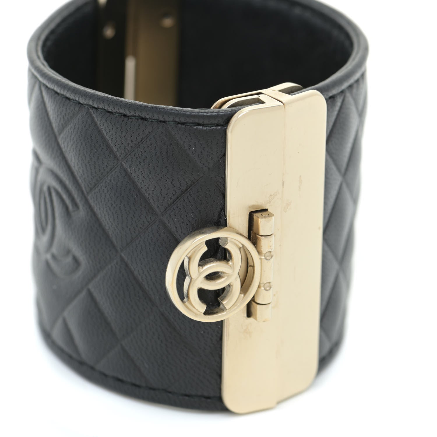 Chanel Calfskin Quilted CC Wide Cuff M Black 5 of 7