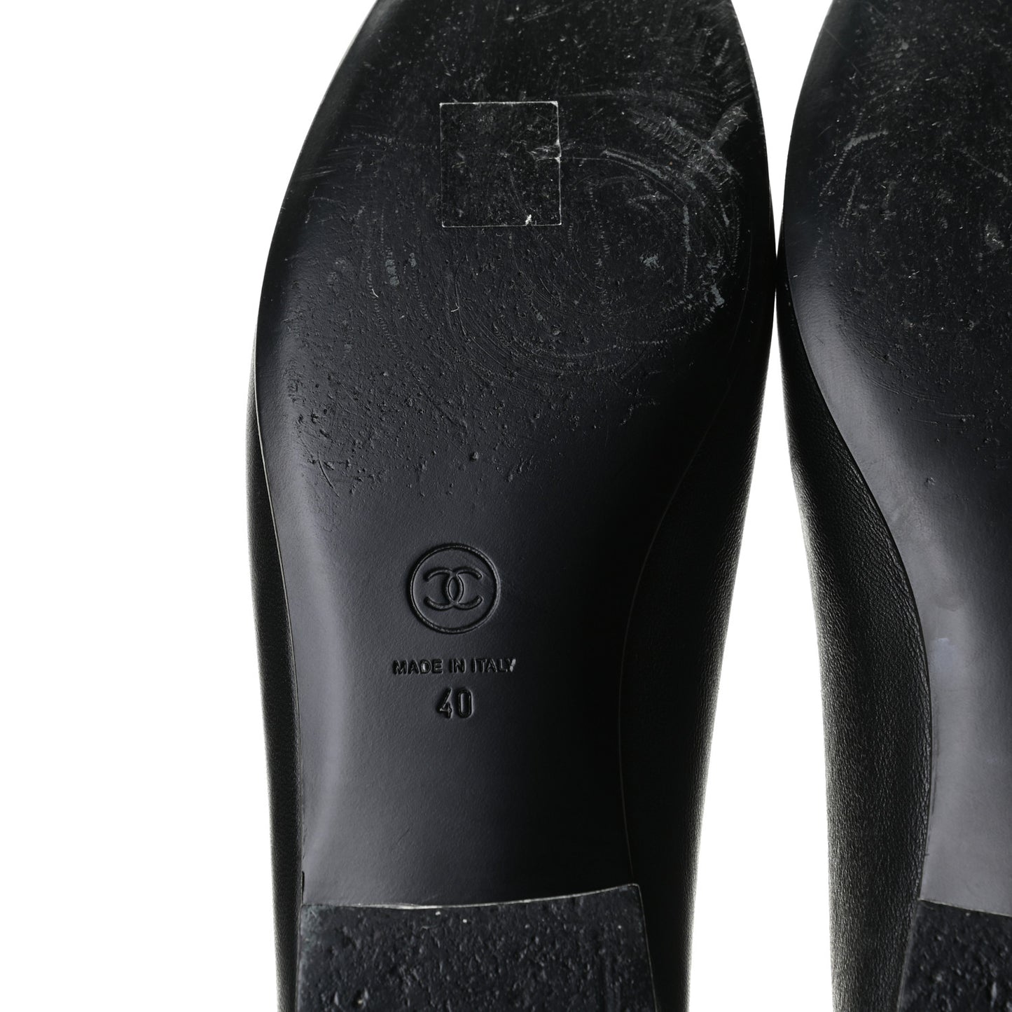 Lambskin Patent Cap Toe Ballerina Flats 40 Black