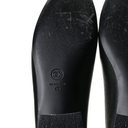 Chanel Lambskin Patent Cap Toe Ballerina Flats 40 Black 8 of 13