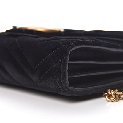 Gucci Velvet Matelasse GG Marmont Chain Wallet Black 10 of 11