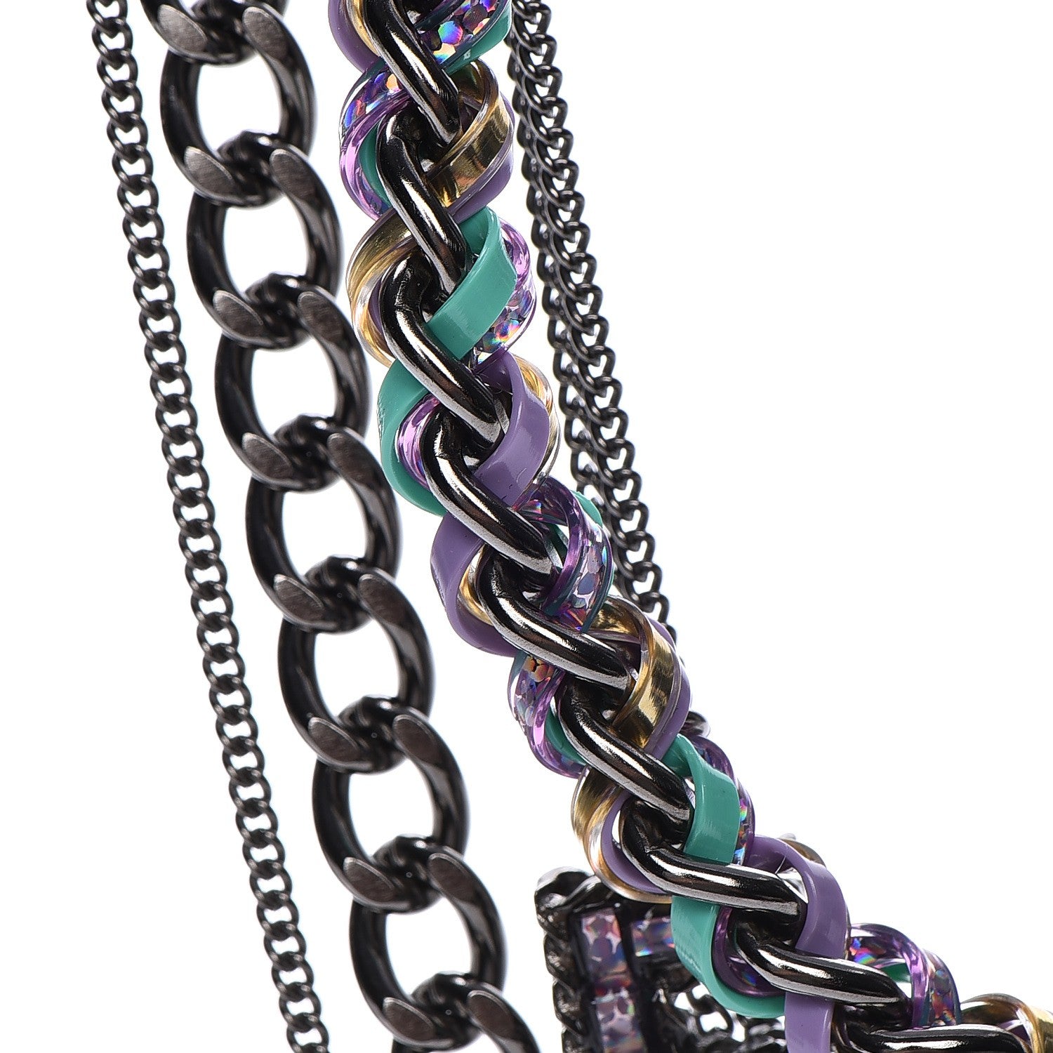 Chanel Ruthenium PVC Enamel CC Multi Strand Chain Link Choker Necklace Silver Multi 8 of 8