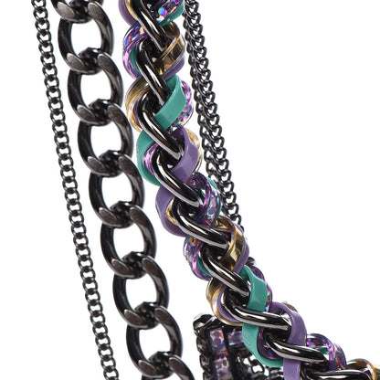 Chanel Ruthenium PVC Enamel CC Multi Strand Chain Link Choker Necklace Silver Multi 8 of 8