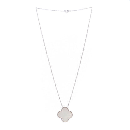 Van Cleef & Arpels 18K White Gold Mother of Pearl Magic Alhambra Pendant Necklace 3 of 5