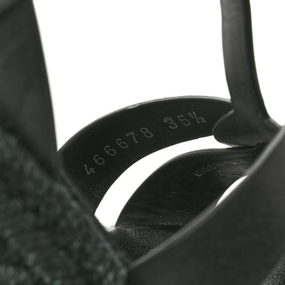 Saint Laurent Calfskin Tribute 95 Platform Espadrille Wedge Sandals 35.5 Black 10 of 13