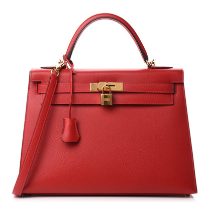 Hermes Epsom Kelly Sellier 32 Rouge Casaque 1 of 11