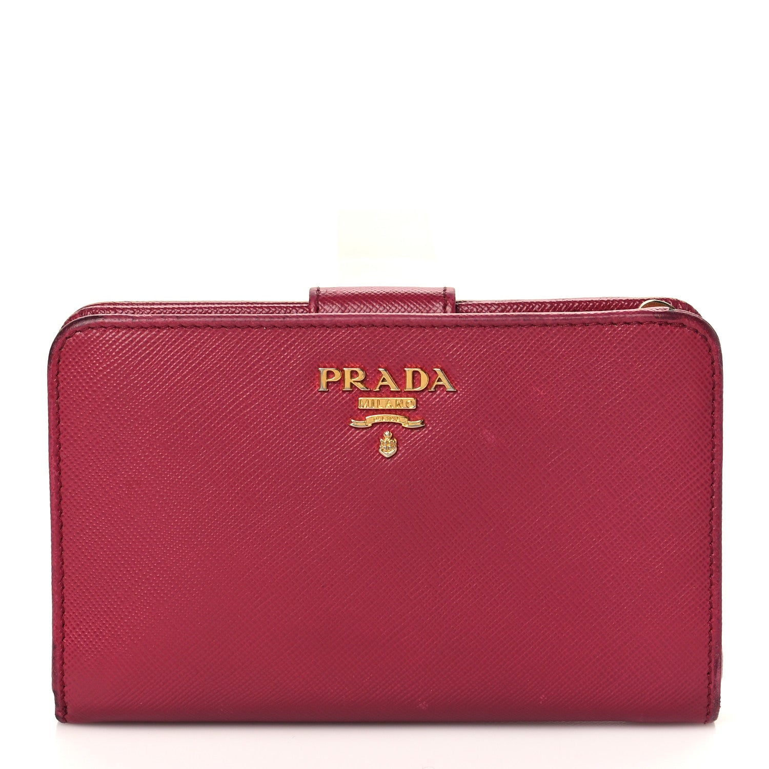 Prada Saffiano Metal Compact Wallet Peonia 1 of 7