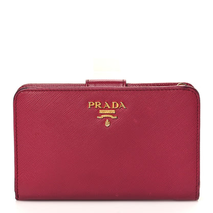 Prada Saffiano Metal Compact Wallet Peonia 1 of 7