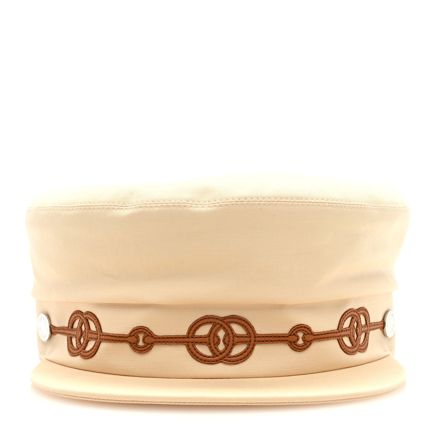 Hermes Double Linen Twill Casquette Cabourg Cliquetis Cap 58 White Creme 2 of 8