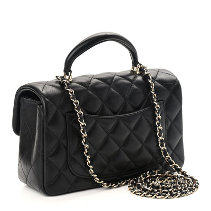 Chanel Lambskin Quilted Mini Top Handle Rectangular Flap Black 3 of 9