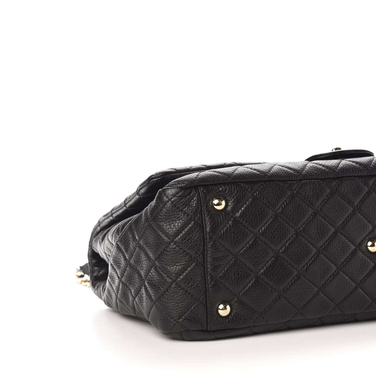 Calfskin Quilted XXL Travel Flap Bag Black