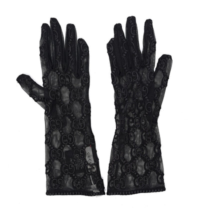 Gucci GG Monogram Tule Sheer Gloves M Black 1 of 4