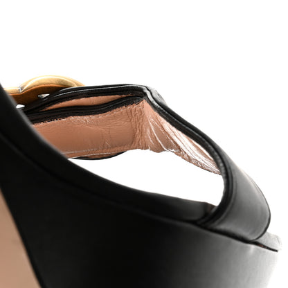 Gucci Calfskin GG Marmont Ankle Wrap 30/85mm Platform Sandals 38 Black 7 of 9