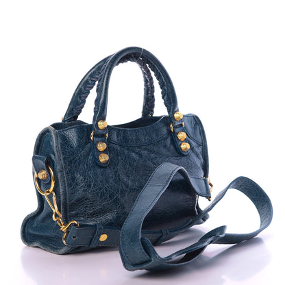Balenciaga Agneau Giant 12 Gold Hardware Mini City Bleu Mineral 3 of 16