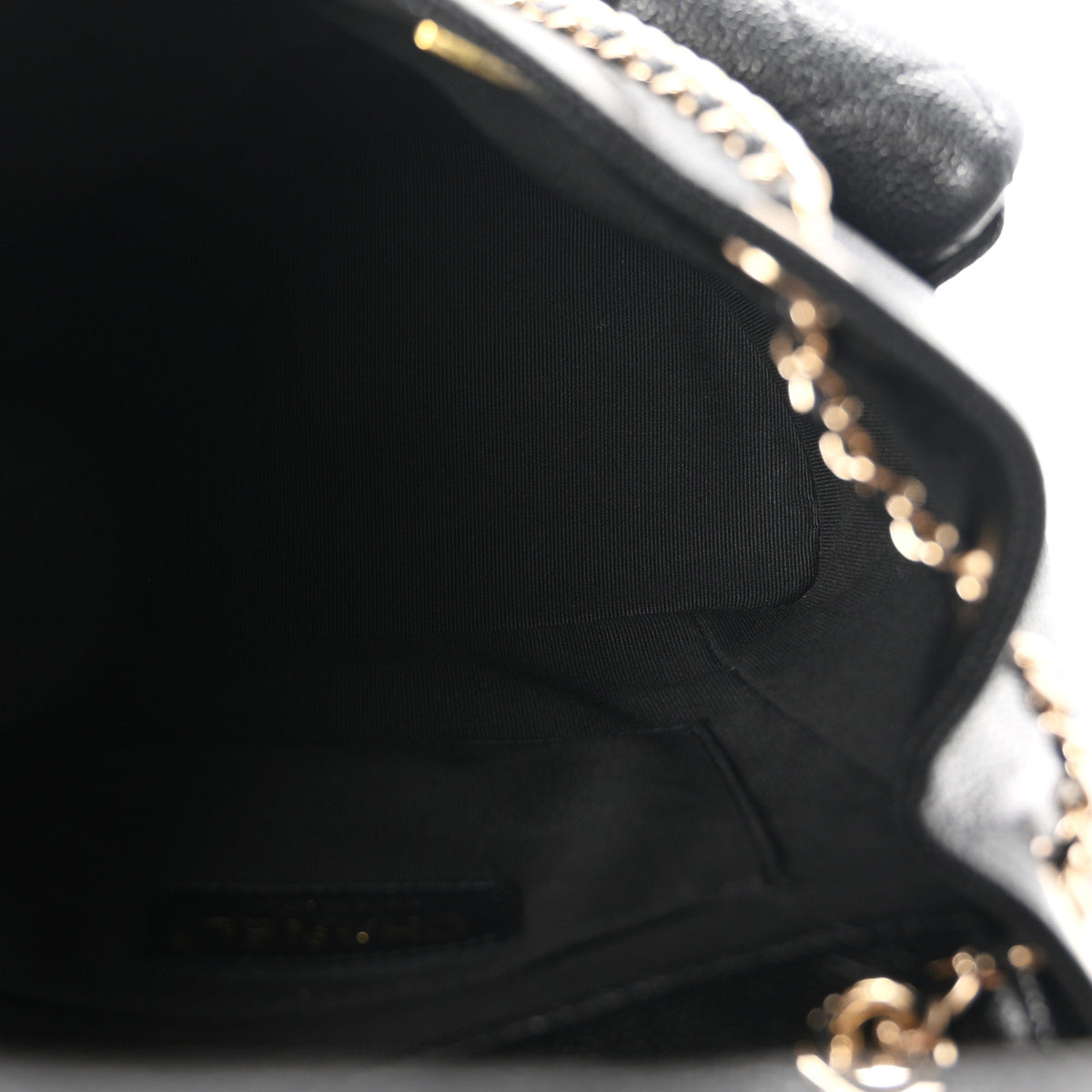 Shiny Caviar Quilted Medium Duma Pockets Drawstring Backpack Black