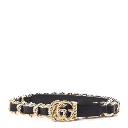 Gucci Calfskin Torchon Double G Chain 25mm Belt 80 32 Black 1 of 5