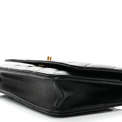 Chanel Lambskin Quilted CC Pearl Crush Wallet on Chain WOC Black 11 of 11