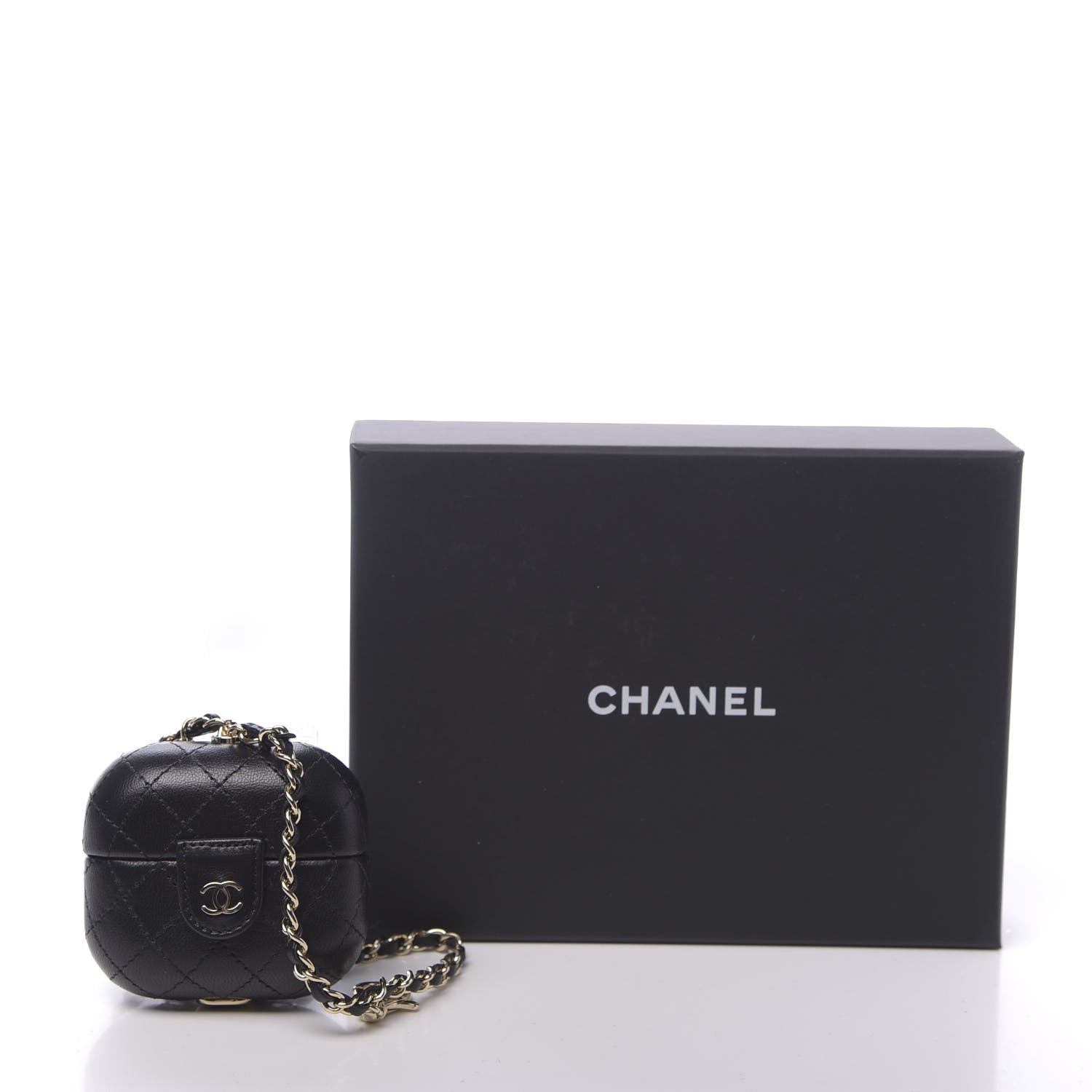 Chanel Lambskin Quilted Airpods Pro Case With Chain Black 8 of 8