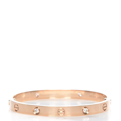 Cartier 18K Pink Gold 4 Diamond LOVE Bracelet 17 1 of 11