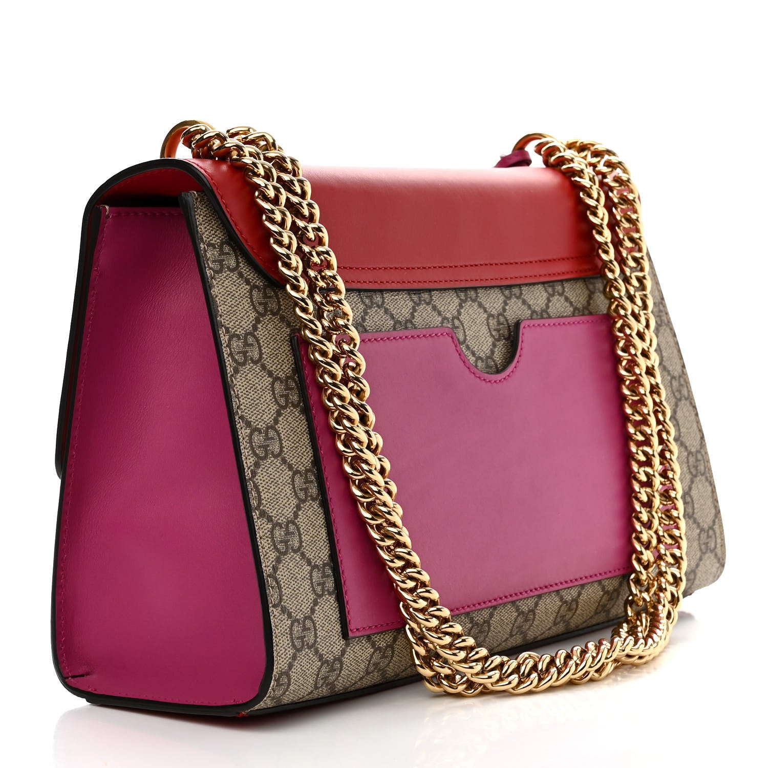 Gucci GG Supreme Monogram Calfskin Medium Padlock Shoulder Bag Beige Hibiscus Red New Rosette 3 of 10