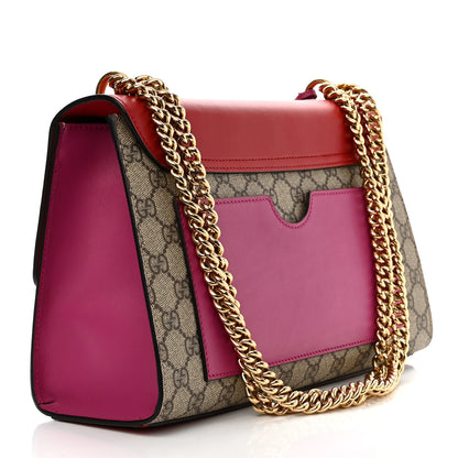 Gucci GG Supreme Monogram Calfskin Medium Padlock Shoulder Bag Beige Hibiscus Red New Rosette 3 of 10
