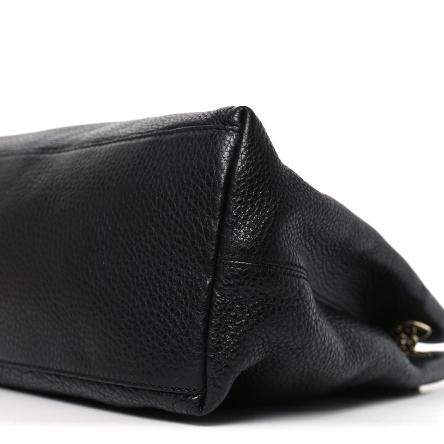 Pebbled Calfskin Medium Soho Chain Shoulder Bag Black
