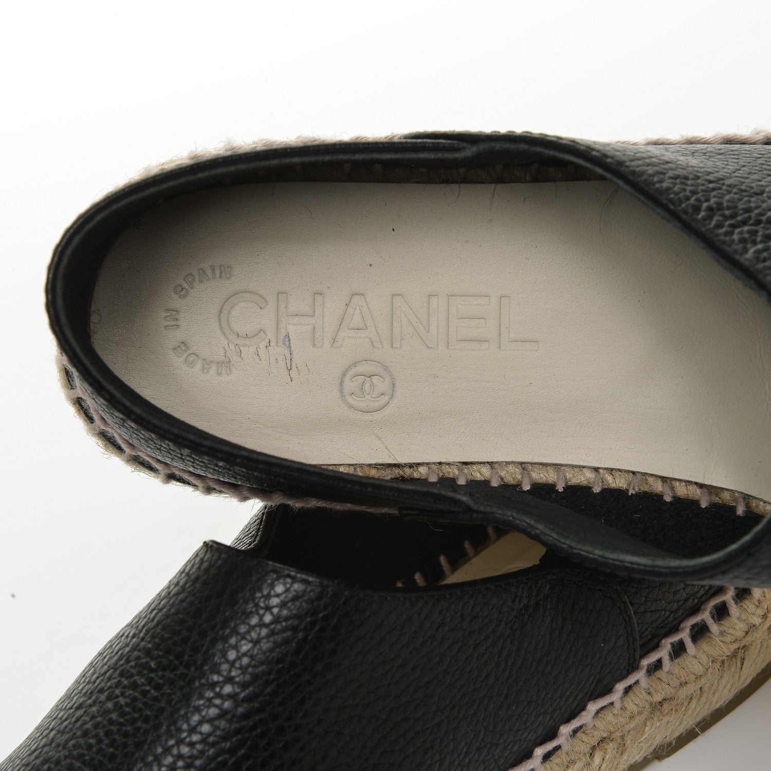 Chanel Grained Calfskin CC Espadrilles 37 Black 7 of 8