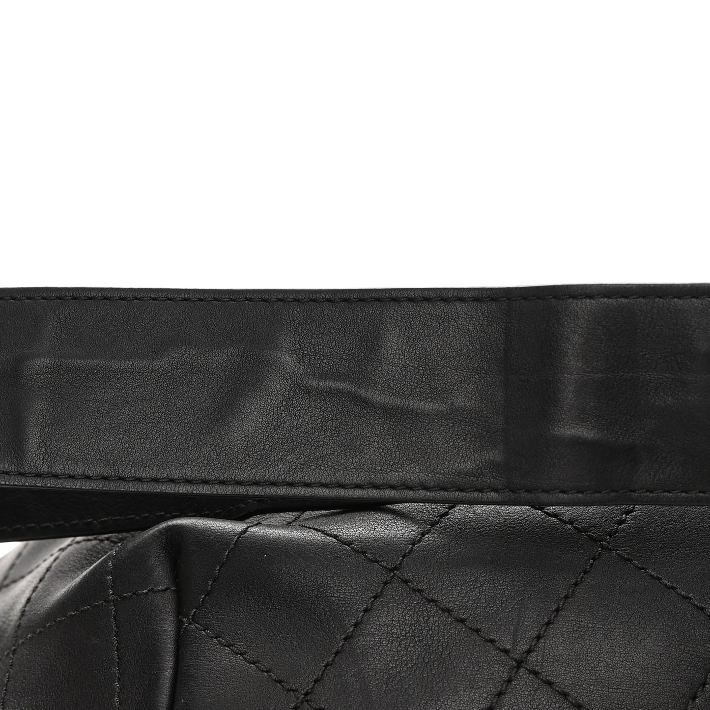 Calfskin Stitched Small Paris Rome Drawstring CC Bag Black