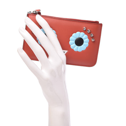Fendi Vitello Century Lucido Hypnoteyes Studded Coin Pouch Key Case Bloody Mary Turchese Pallido Multicolor 2 of 8