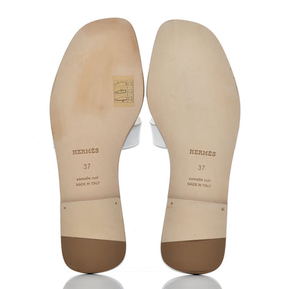 Hermes Box Calfskin Oran Sandals 37 White 5 of 16