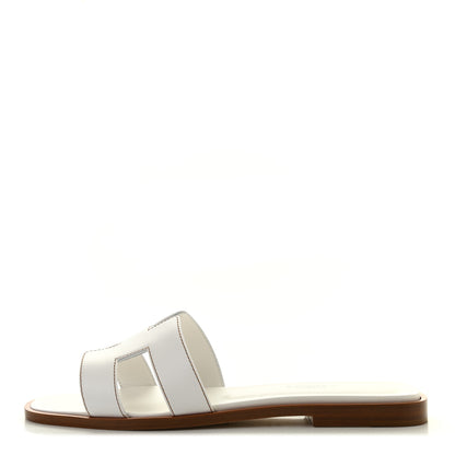 Hermes Box Calfskin Oran Sandals 36 White 1 of 8