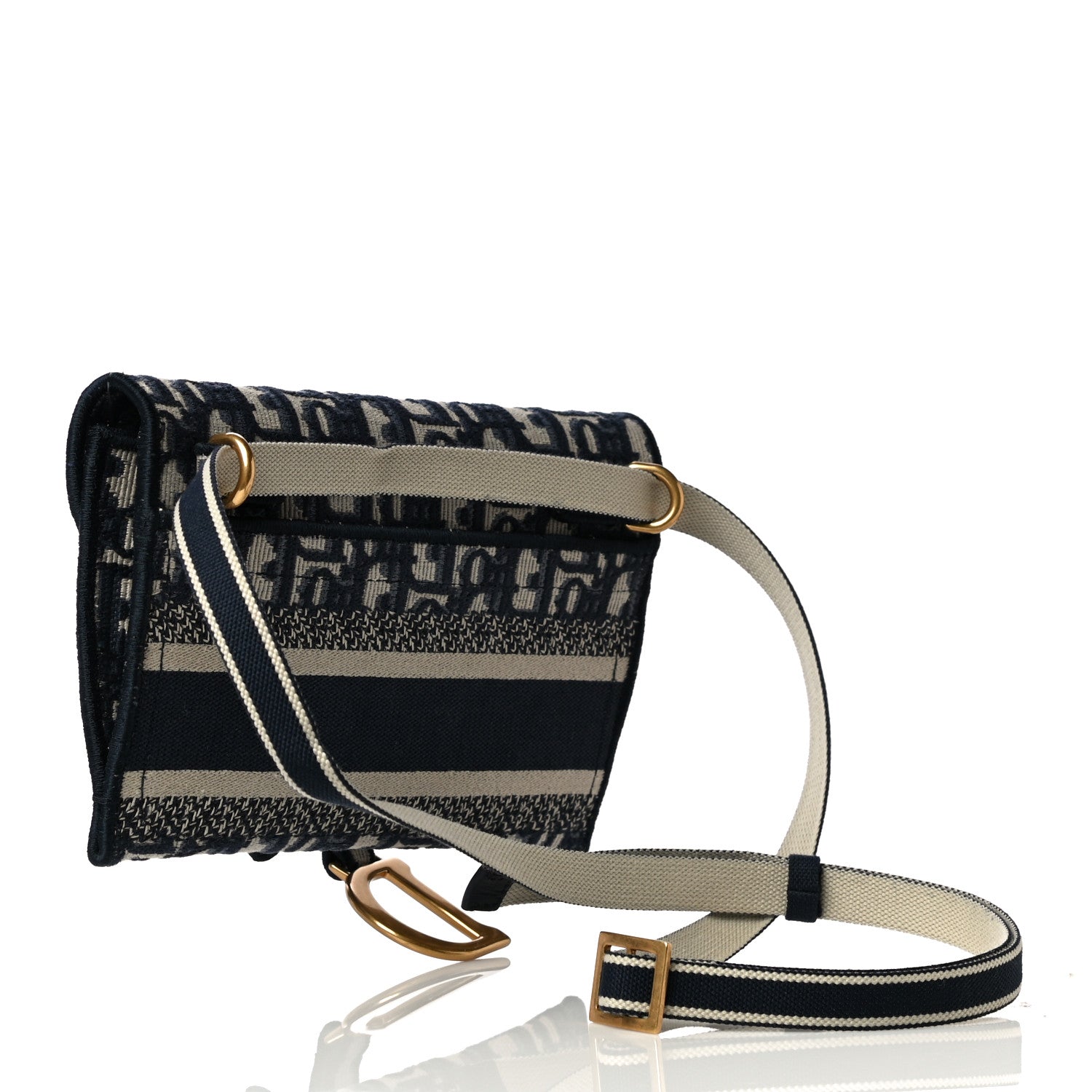 Christian Dior Oblique Slim Saddle Pouch Blue 3 of 9