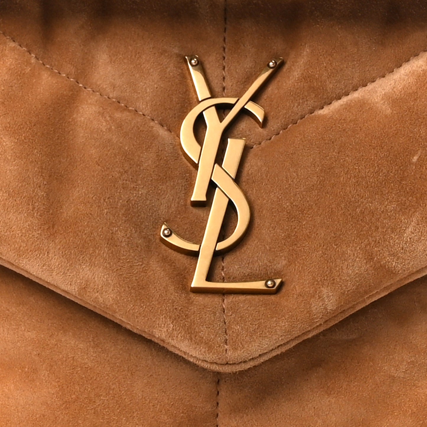 Suede Calfskin Quilted Small Loulou Puffer Monogram Chain Satchel Cinnamon