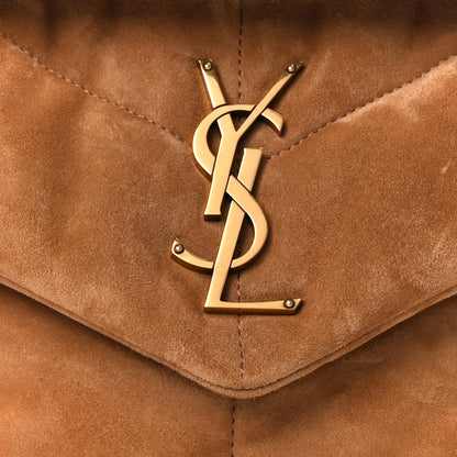 Saint Laurent Suede Calfskin Quilted Small Loulou Puffer Monogram Chain Satchel Cinnamon 8 of 12