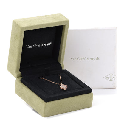 Van Cleef & Arpels 18K Rose Gold Carnelian Sweet Alhambra Pendant Necklace 7 of 7