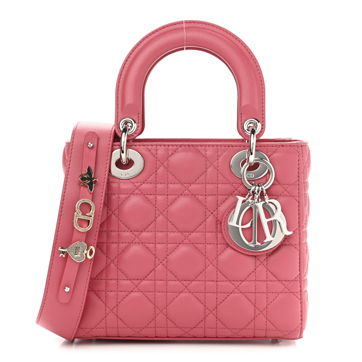 Lambskin Cannage Small My ABCDior Lady Dior Coral