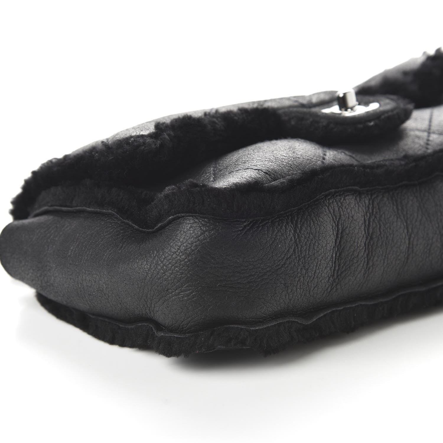 Chanel Shearling Quilted Medium Single Flap Black 6 of 10