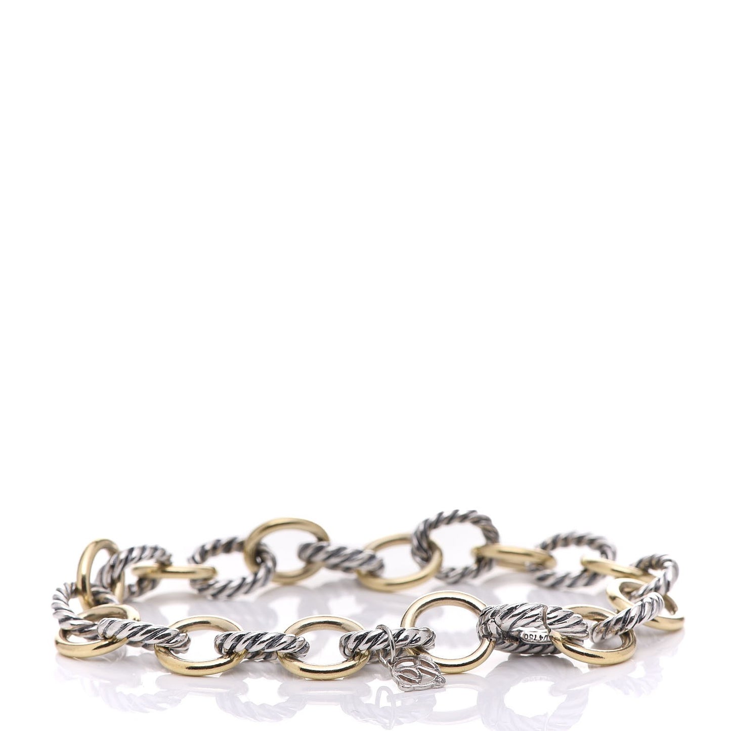 Sterling Silver 18K Yellow Gold 10mm Medium Oval Link Bracelet