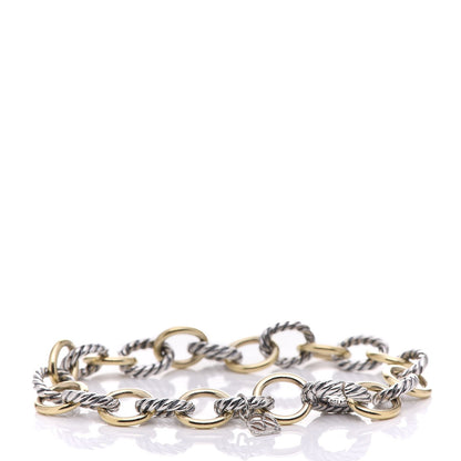 David Yurman Sterling Silver 18K Yellow Gold 10mm Medium Oval Link Bracelet 3 of 6
