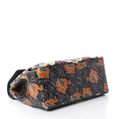 Valentino Garavani Calfskin Floral Print Mime Single Handle Bag Green 4 of 12