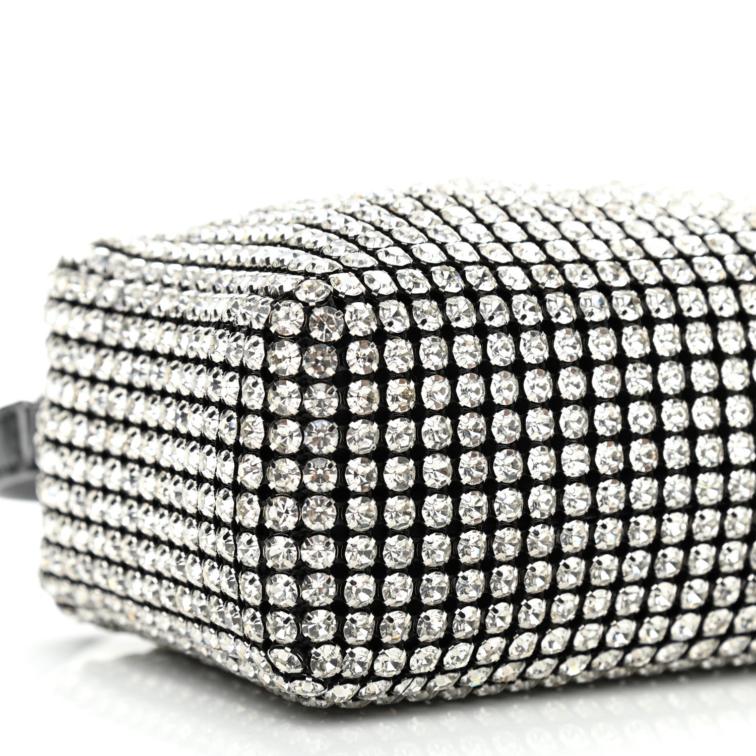 Alexander Wang Mesh Crystal Rhinestone Mini Heiress Pouch Black Silver 9 of 10