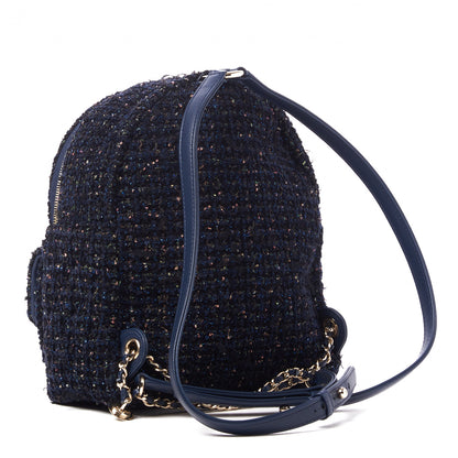 Chanel Tweed Front Pocket Backpack Navy 2 of 9
