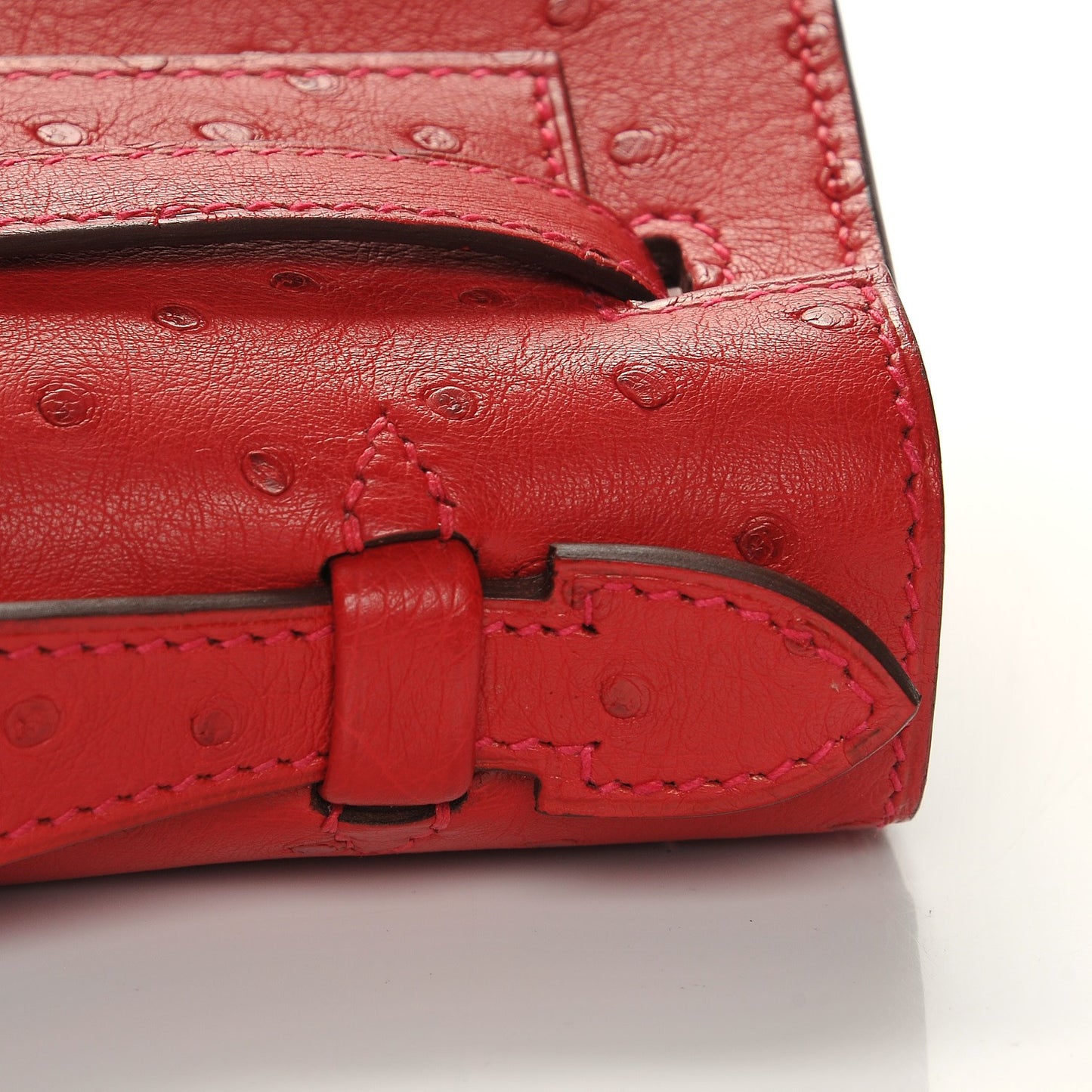 Ostrich Kelly Pochette Rouge Vif