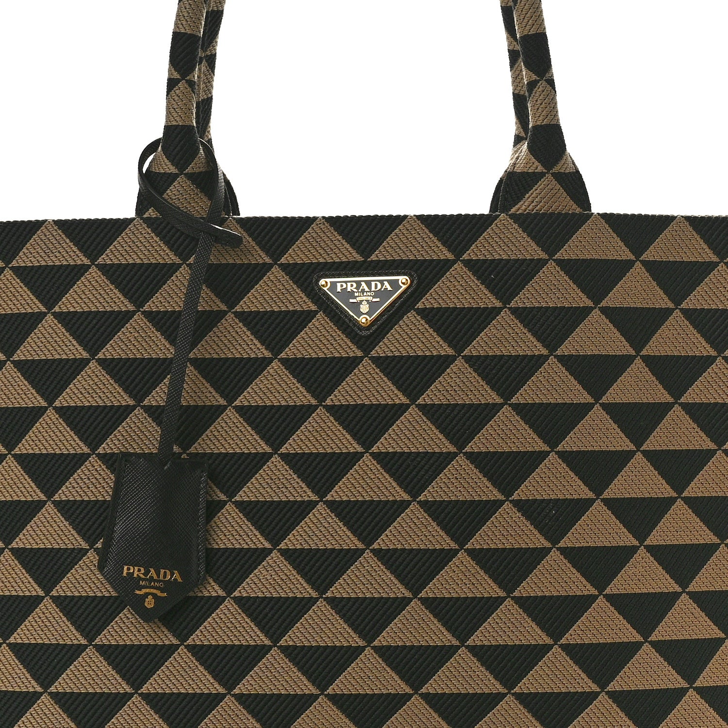 Prada Jacquard Saffiano Triangolo Symbole Embroidered Large Tote Black Corda 6 of 8