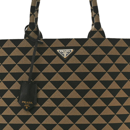 Prada Jacquard Saffiano Triangolo Symbole Embroidered Large Tote Black Corda 6 of 8